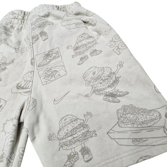 Nike Kids "Sole Food" Graphic Shorts M Beige Pull On Sweats Drawstring Burger - Picture 5 of 9